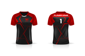 Specification Soccer Sport , Esport Gaming T Shirt Jersey template. mock up uniform . Vector Illustration design