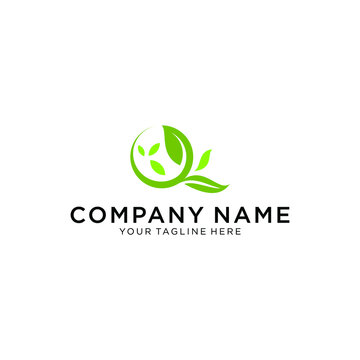 Q initial letter with leaf plant shape logo template, vector file eps 10 text and color is easy to edit