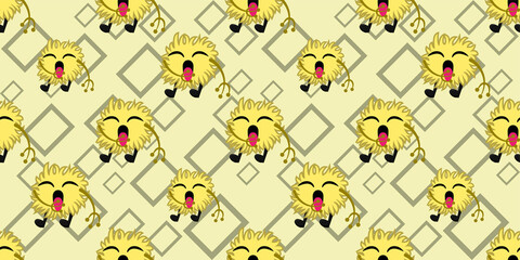 Seamless pattern of Cute cartoon germ in flat style design isolated on rectangle stroke background. Bacteriology concept design. Cartoon microbes. Vector illustration eps10.