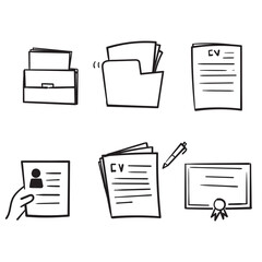 hand drawn Simple Set of CV and Resume and Self Presentation Related in doodle style vector isolated © Gwens graphic studio