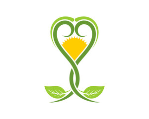 Love nature logo with sunrise in the middle
