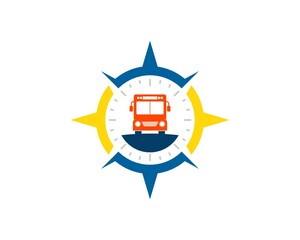 Abstract compass with bus inside
