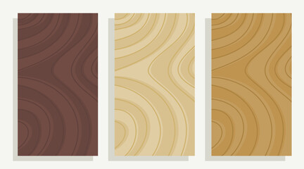 Set of abstract wooden style pattern brown cream color background vector illustration. Vertical abstract background vector suitable for social media story templates.