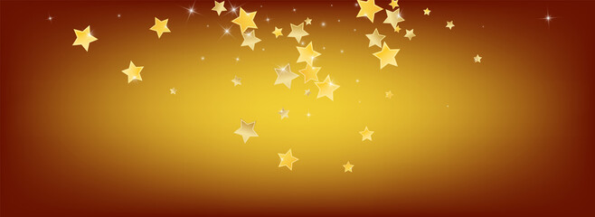 Golden Decoration Stars Vector Brown Background. 