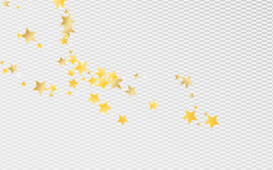 Gold Festive Stars Vector Transparent Background. 
