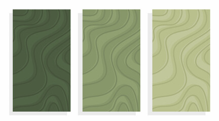 Set of abstract style pattern green pastel color background vector illustration. Vertical abstract background vector suitable for social media story templates.