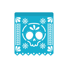 garland of blue color with skull on white background