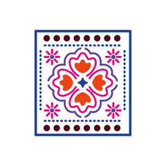 mexican icon of a clover with colors in square on white background