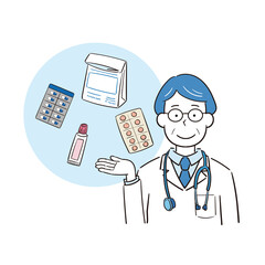 薬の説明をする男性医師