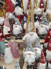 Christmas decorations displayed in a shop