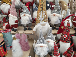 Christmas decorations displayed in a shop