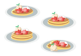 パンケーキ　イチゴとトッピング(線無し)