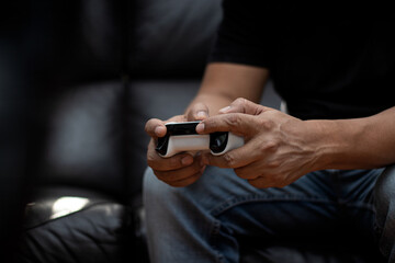 Different hands activities. Gamer Playing