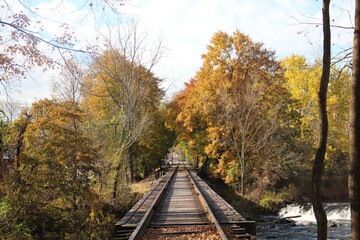 Naklejka na ściany i meble Rail track in Rockaway river in NJ.
