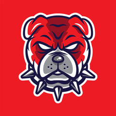 Angry bulldog head with open mouth. angry head mascot of bulldog