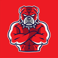 Angry bulldog head with open mouth. angry head mascot of bulldog