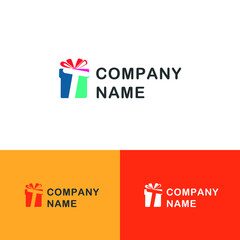 Colorful Gift box with initial T letter logo concept. Gift store/shop logo template