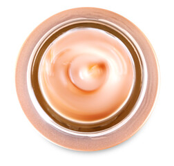 beauty cream or yogurt on white background with clipping path