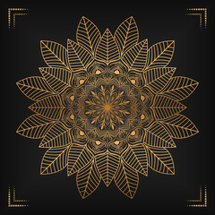 Luxury mandala background with floral ornament pattern. Hand drawn gold mandala design. Vector mandala template for decoration invitation, cards, wedding, logos, cover, brochure, flyer, banner.