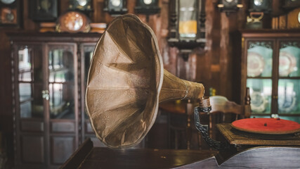 Vintage Music Player With Loudspeaker