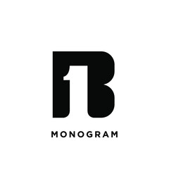 ONE b b1 1b 1 initial letter logo vector icon design isolated background