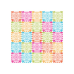 flower mexican icons pattern with many colors on a white background