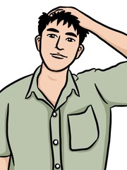 cartoon cute man on white background