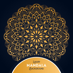 Luxury mandala background with floral ornament pattern. Hand drawn gold mandala design. Vector mandala template for decoration invitation, cards, wedding, logos, cover, brochure, flyer, banner.