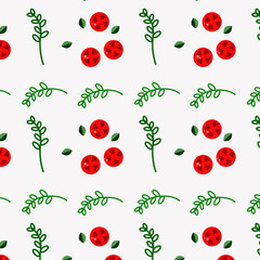  pattern of red tomatoes with a green branch,sliced tomatoes and green sprigs