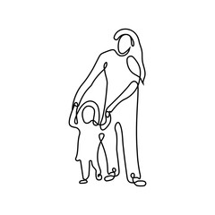 single line mother and daughter logo design inspirations