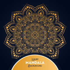 Luxury mandala background with floral ornament pattern. Hand drawn gold mandala design. Vector mandala template for decoration invitation, cards, wedding, logos, cover, brochure, flyer, banner.