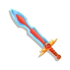 Cartoon game sword isolated 0n white background. Vector illustration.	
