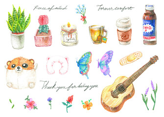 [Hand Drawing] Comfort objects for my mind