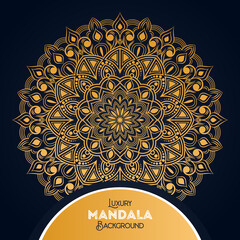 Luxury mandala background with floral ornament pattern. Hand drawn gold mandala design. Vector mandala template for decoration invitation, cards, wedding, logos, cover, brochure, flyer, banner.