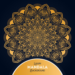Luxury mandala background with floral ornament pattern. Hand drawn gold mandala design. Vector mandala template for decoration invitation, cards, wedding, logos, cover, brochure, flyer, banner.