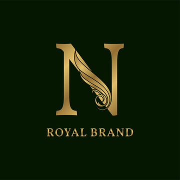 decorative letter N swirl luxurious alphabet for bridal, wedding, beauty care logo, personal branding image, make up artist,eye lash, nail art or any other royal brand and company
