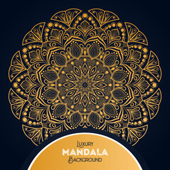 Luxury mandala background with floral ornament pattern. Hand drawn gold mandala design. Vector mandala template for decoration invitation, cards, wedding, logos, cover, brochure, flyer, banner.