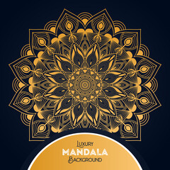 Luxury mandala background with floral ornament pattern. Hand drawn gold mandala design. Vector mandala template for decoration invitation, cards, wedding, logos, cover, brochure, flyer, banner.