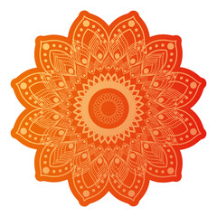 mandala of color dark orange with a white background