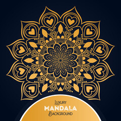 Luxury mandala background with floral ornament pattern. Hand drawn gold mandala design. Vector mandala template for decoration invitation, cards, wedding, logos, cover, brochure, flyer, banner.