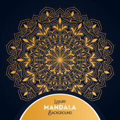 Luxury mandala background with floral ornament pattern. Hand drawn gold mandala design. Vector mandala template for decoration invitation, cards, wedding, logos, cover, brochure, flyer, banner.