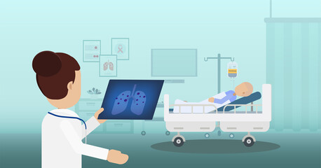 Chemotherapy room with patient