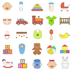 Fototapeta premium Illustration vector design of baby icon set