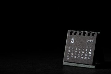 2021 May calendar on black background