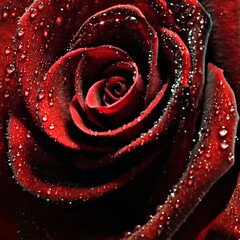 Red Black Rose Natural Flowers background for wedding or Valentine day. Top down view.