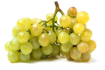 Green grapes on white background