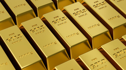 Stack of gold bars background. Banking business concept. 3D rendering.