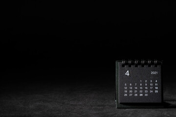 2021 April calendar on black background