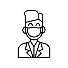 Young guy wearing mask line icon