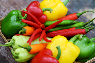 A basket of chili on the table